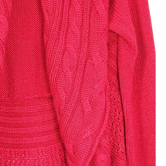 STYLE & CO. RED WATERFALL OPEN FRONT KNIT CARDIGAN SIZE M - Picture 3 of 7